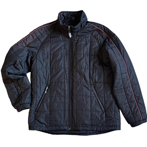 Vintage Women’s Ski Jacket Snow Jacket Puffer 70s 80s Racer Stripe Black Red M L - Picture 9 of 9